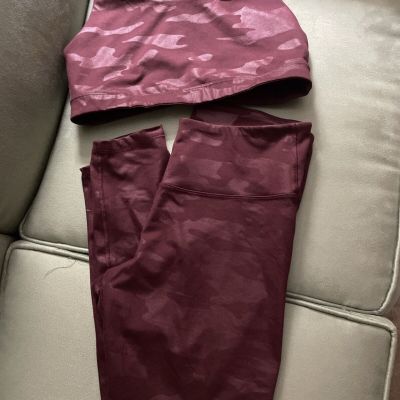 Old Navy Leggings Womens Maroon Camo Active Elevate Go Dry Outdoor Yoga